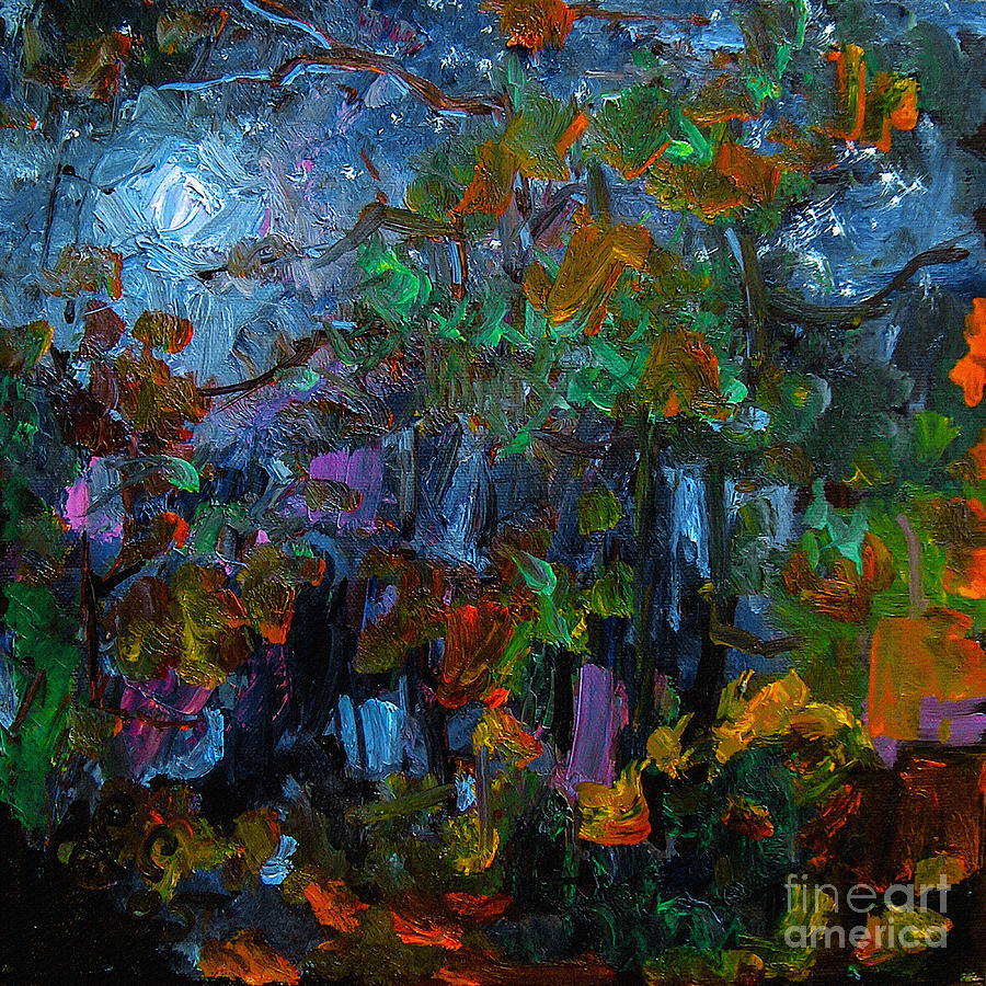 Moonlight Through The pines Painting by Ginette Callaway