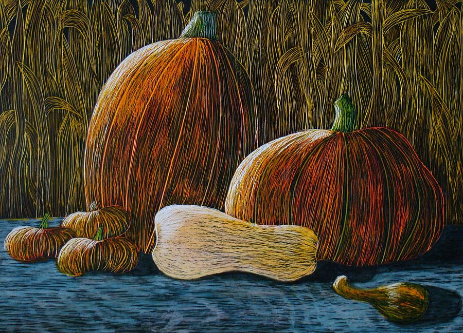 Halloween Painting - Moonlit Harvest by Annette Egan