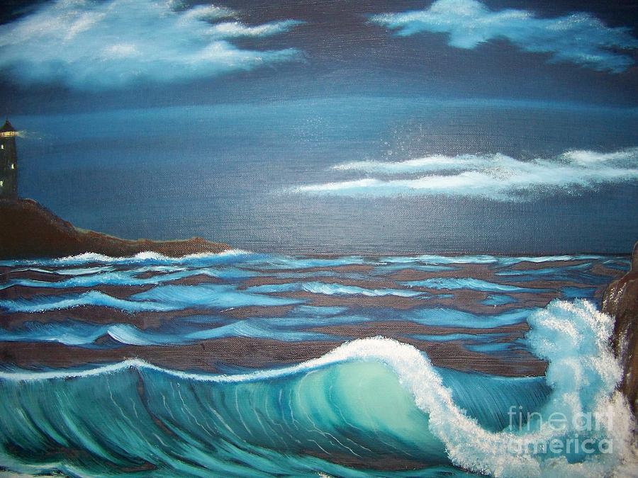 Moonlit ocean Painting by JL Jarvis Fine Art America