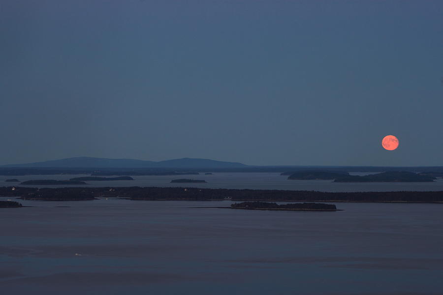 Acadia National Park Photograph - Moonrise over Penobscot Bay and Acadia National Park from Camden Hills by John Burk