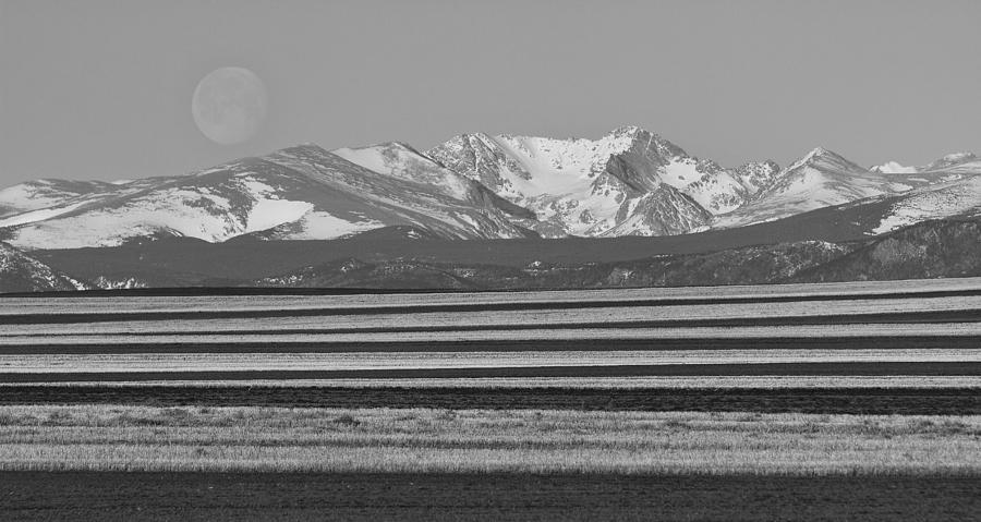 Nature Photograph - Moons Set From The Colorado Plains BW by James BO Insogna