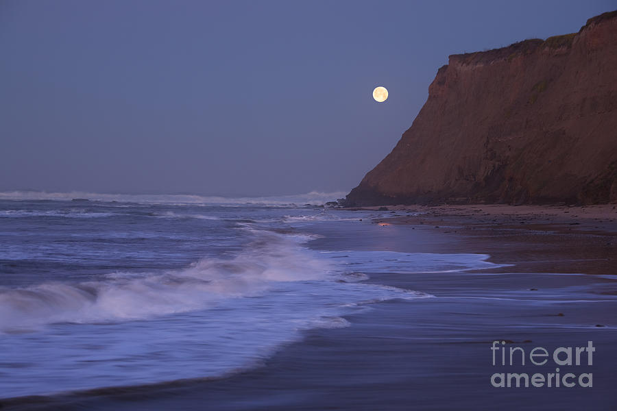 Nature Photograph - Moonset at Half Moon Bay by Matt Tilghman