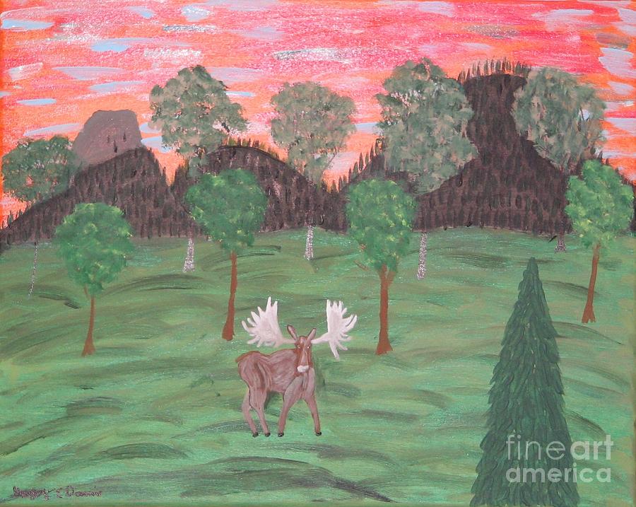 Nature Painting - Moose Sunset by Gregory Davis