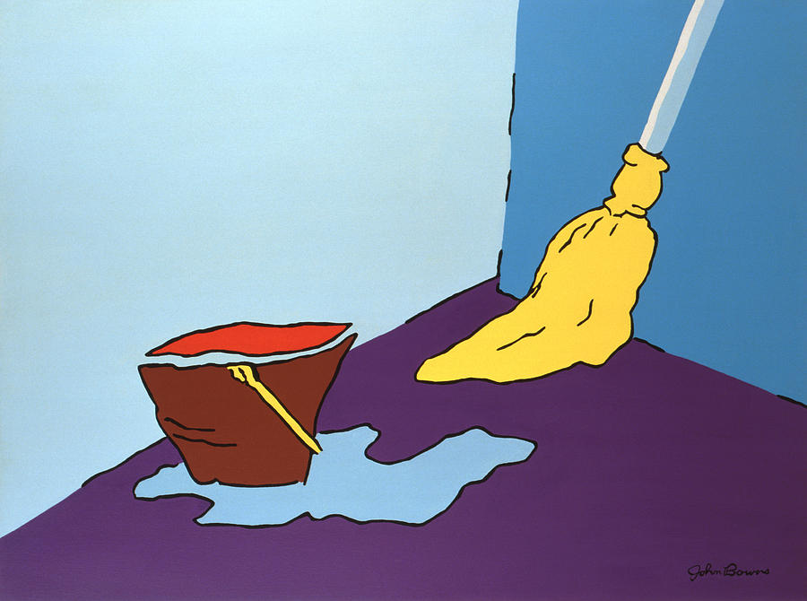 Bucket Painting - Mop and Bucket by John Bowers