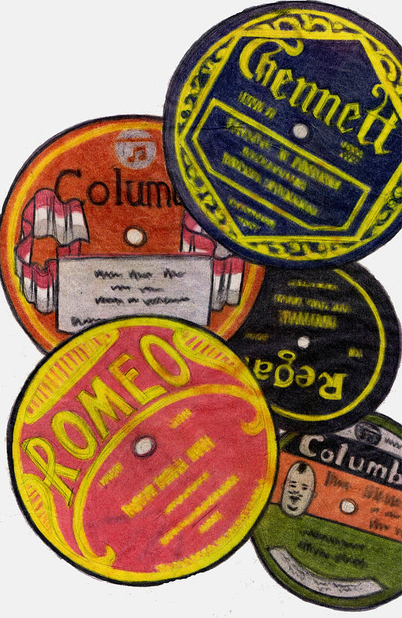 Vintage Drawing - More Old Record Labels  by Mel Thompson