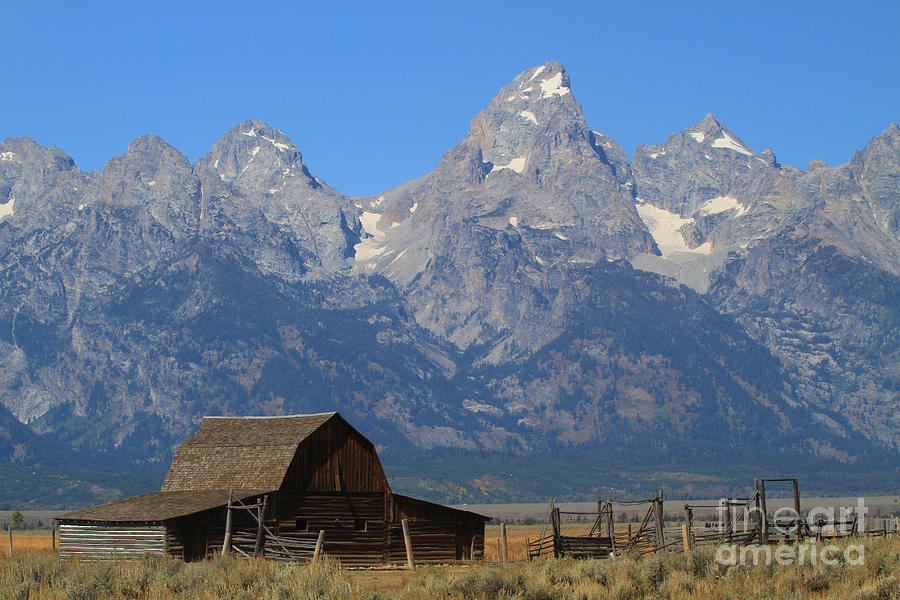Mormon Barn and Tetons Photograph by Edward R Wisell
