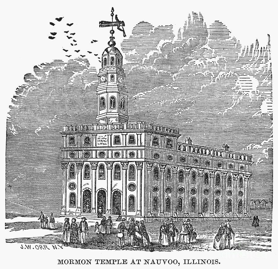 Mormon Temple, Nauvoo, Illinois Drawing by Granger