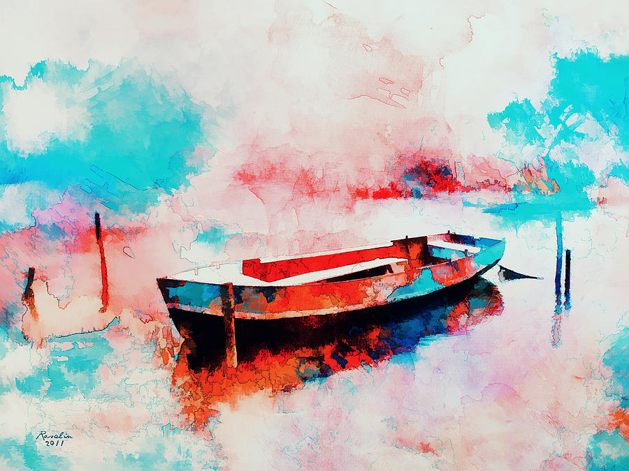 Boat Painting - Morning Boat by Rosalina Atanasova Boat Painting - Morning Boat by Rosalina Atanasova