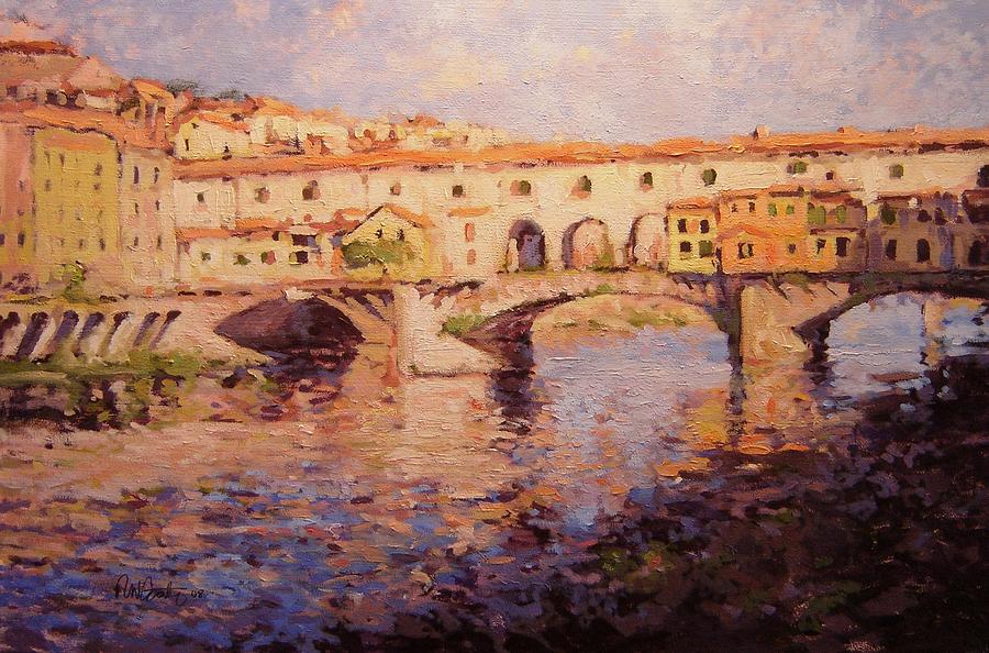 Bridge Painting - Morning light on the Ponte Vecchio by R W Goetting