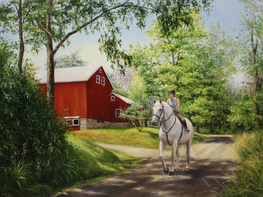 Landscape Painting - Morning Ride by Helen Lee Meyers