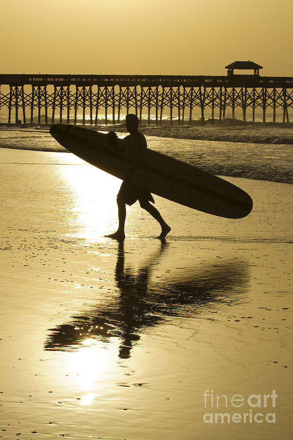 Morning Session Longboard Surfing Folly Beach SC  Photograph by Dustin K Ryan