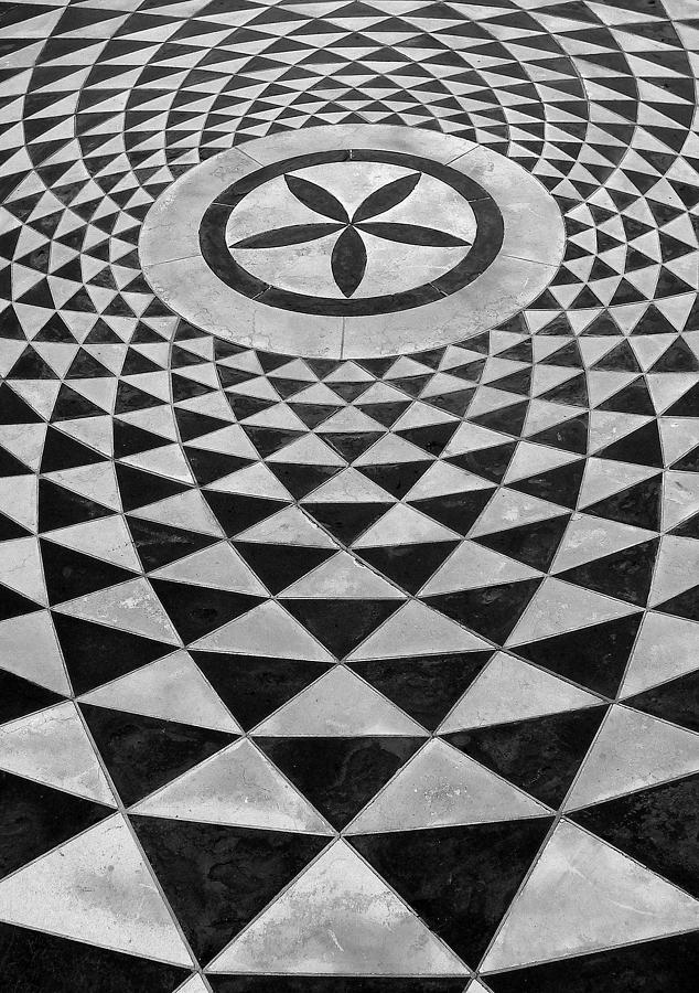 Mosaic Black and White Floor Photograph by Jeff Lowe