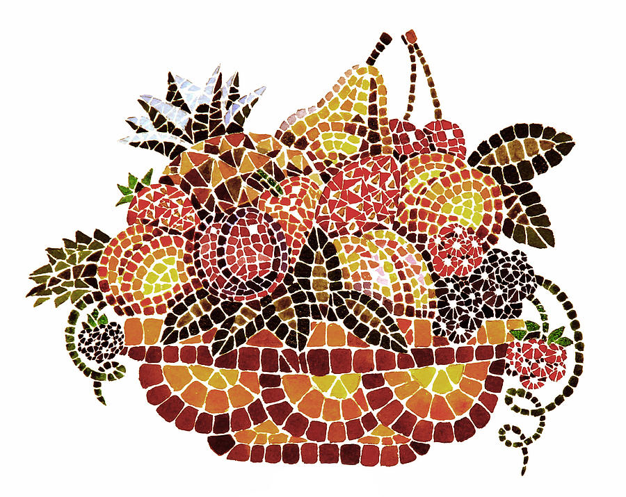 Mosaic Fruits Painting by Irina Sztukowski