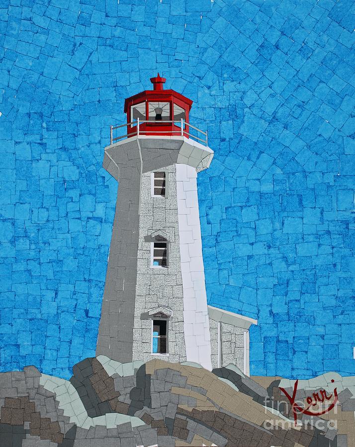 Lighthouse Mixed Media - Mosaic Lighthouse by Kerri Sewolt