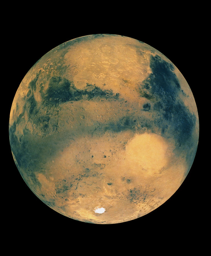 Planet Photograph - Mosaic Of Images Showing Mars Southern Hemisphere by Us Geological Survey