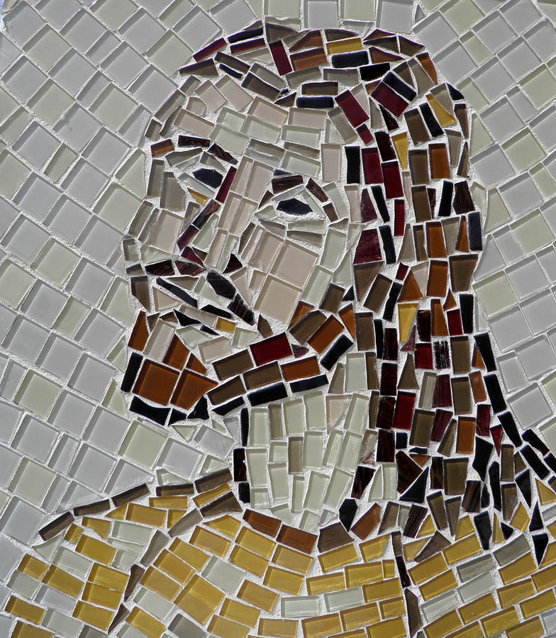 Mosaic of Jesus Mixed Media by Lou Ann Bagnall