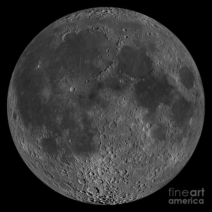 Space Photograph - Mosaic Of The Lunar Nearside by Stocktrek Images