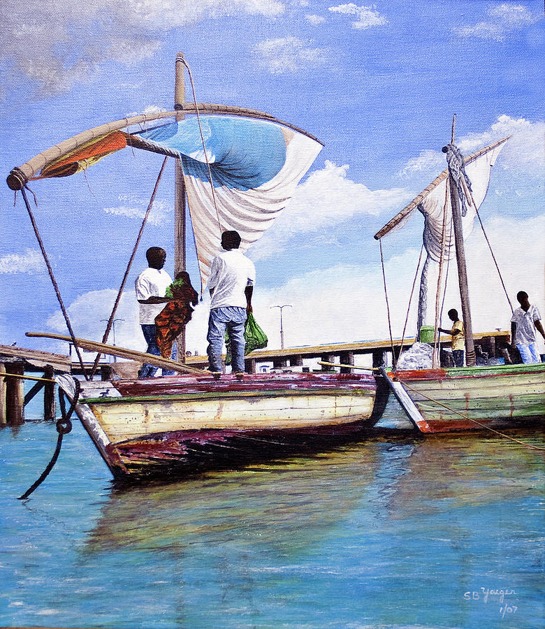 Mosambique Fishermen Painting by Stuart B Yaeger