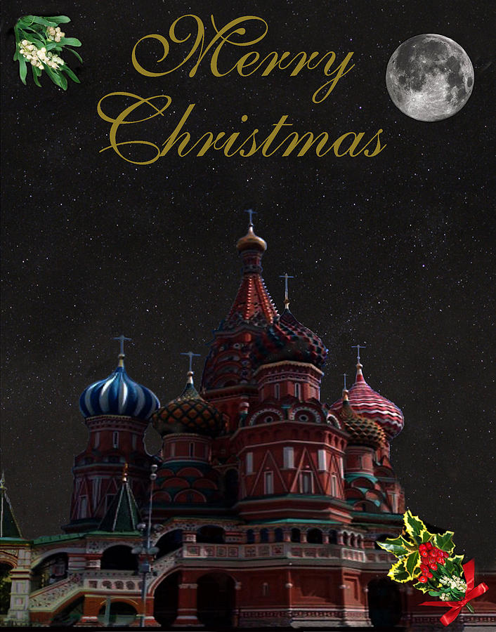 Moscow Mixed Media - Moscow Merry Christmas by Eric Kempson