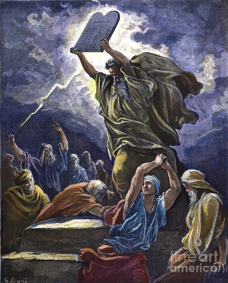 Moses Breaking The Tablets #1 Drawing by Gustave Dore