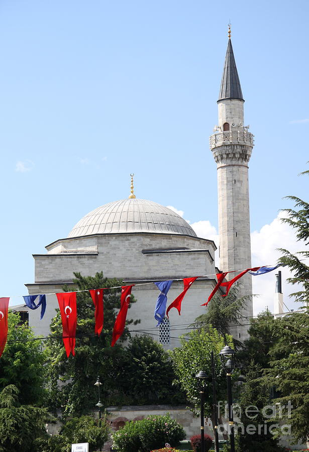 Mosque And Flags Photograph by Christiane Schulze Art And Photography