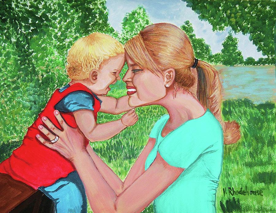 Mother and Child Laughing Painting by Victoria Rhodehouse