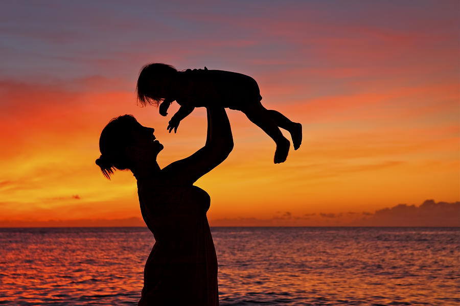 Mother and Child Sunset Silhouette Photograph by Vince Cavataio - Printscapes
