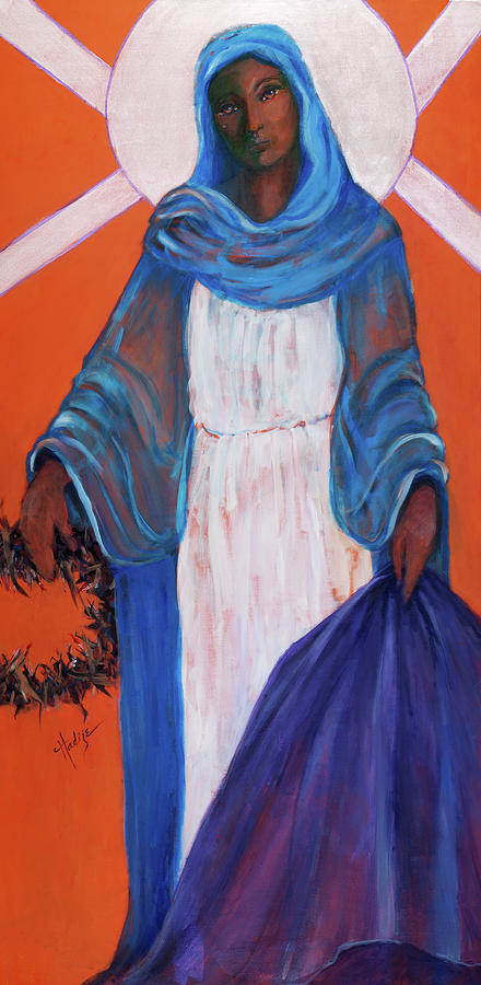 Mother Mary in sorrow Painting by Mary DuCharme