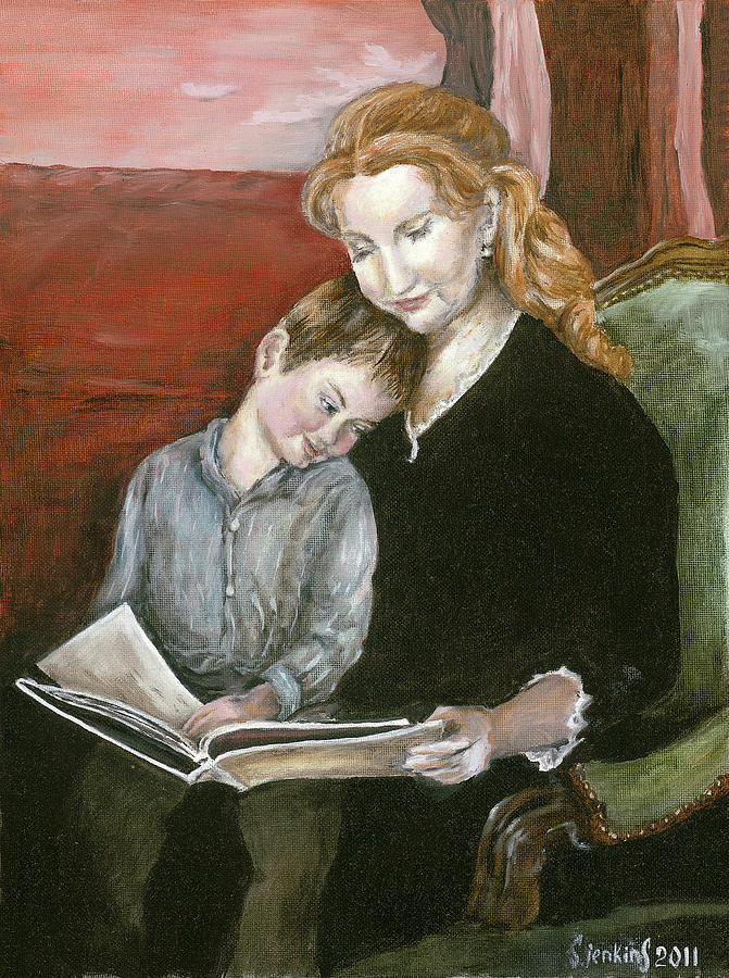 Mother Reading to Son Painting by Svetlana  Jenkins