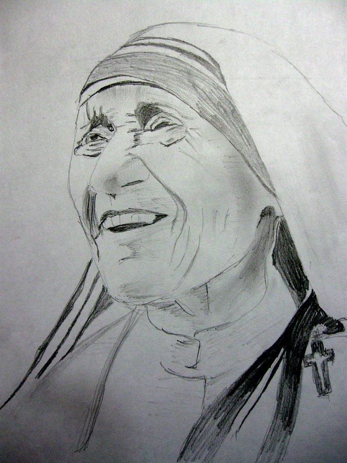 Mother Teresa Drawing by Evangeline Charles