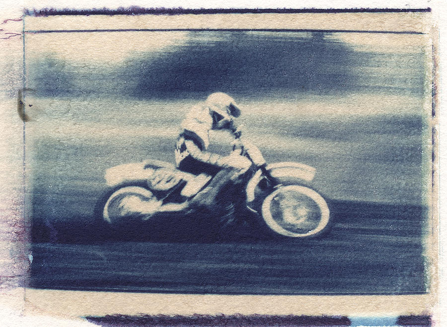 Polaroid Transfer Motocross racer Photograph by Greg Kopriva