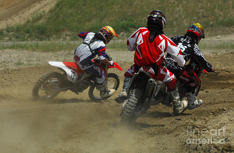Sports Photograph - Motocross Trio by Bob Christopher