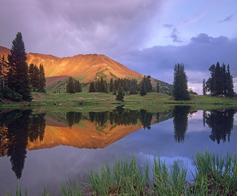 Mount Baldy At Sunset Reflected In Lake Photograph by Tim Fitzharris