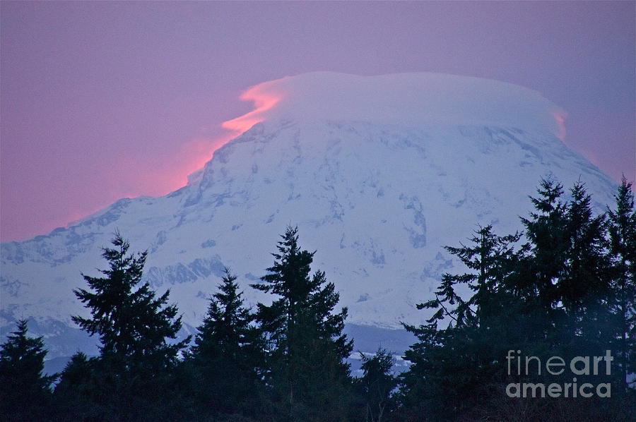 Mount Rainier - First Light Photograph by Sean Griffin
