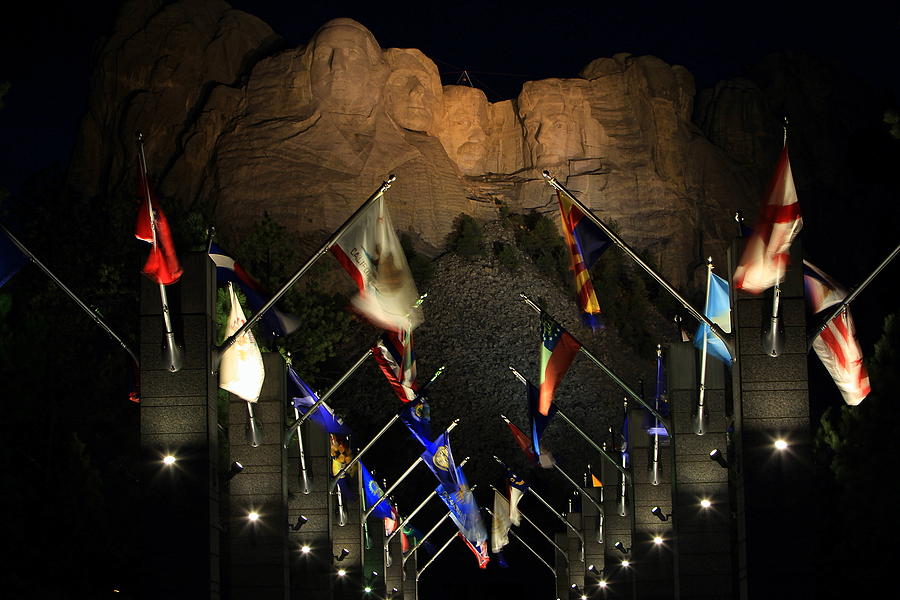 Mount Rushmore By Night Photograph by Paul Svensen