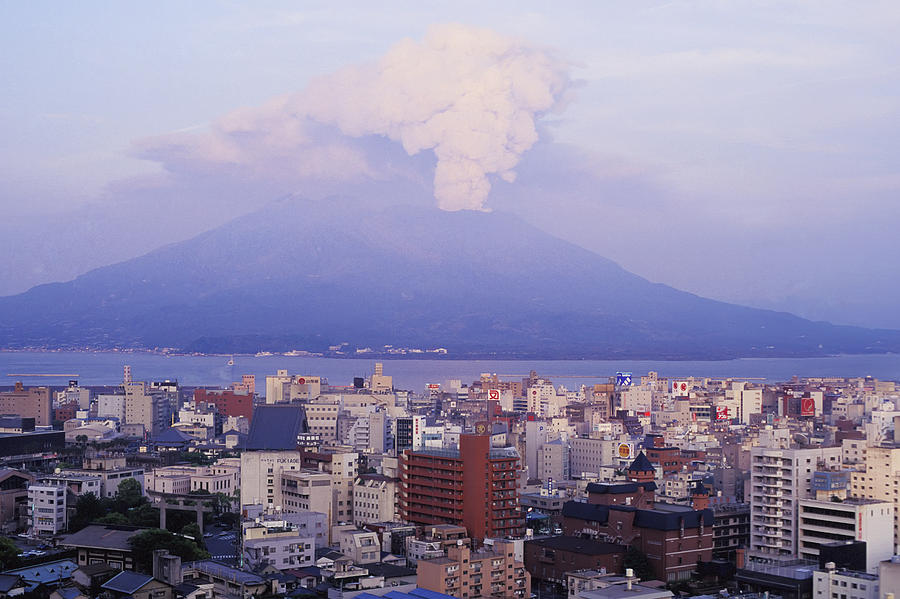 Architecture Photograph - Mount Sakurajima Erupting In Front Of by Axiom Photographic