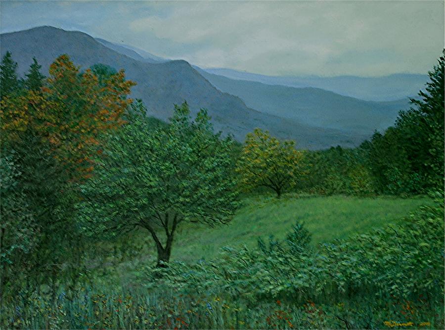 Mountain Orchard at Dusk Painting by Kathleen McDermott