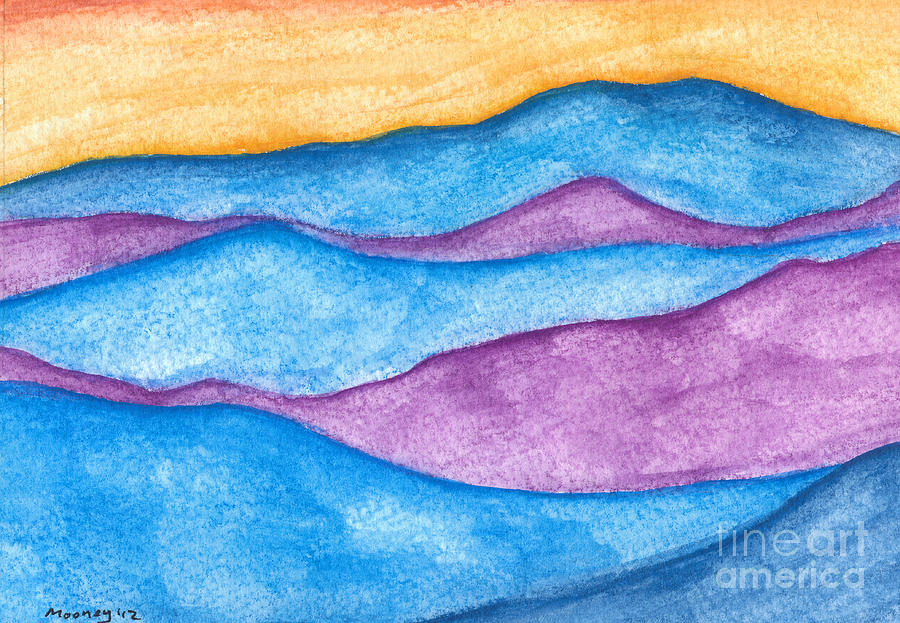 Watercolor Drawing - Mountain Range by Mike Mooney