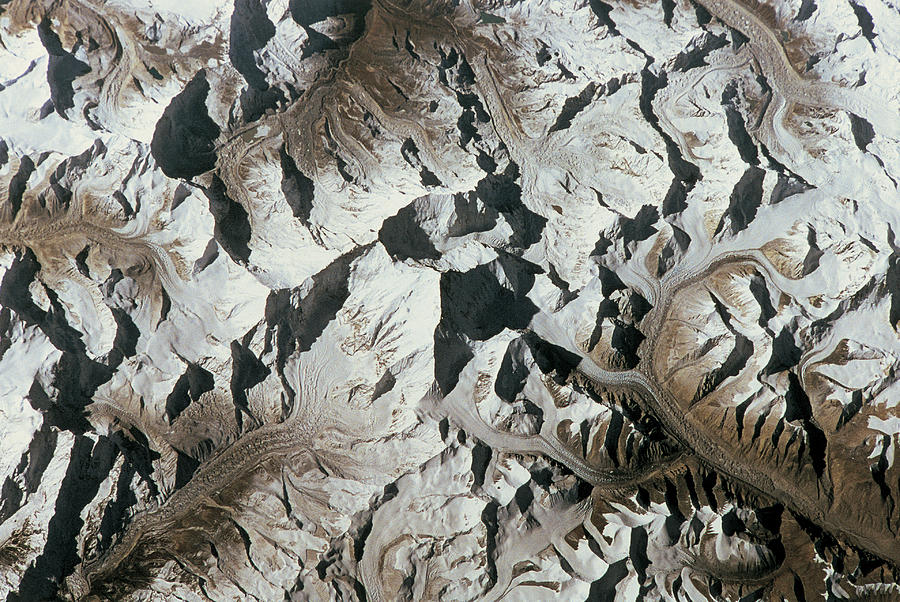Planet Photograph - Mountain Range On Earth Viewed From Space by Stockbyte