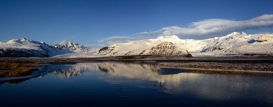 Winter Photograph - Mountain reflexion  by Jon Gretarsson