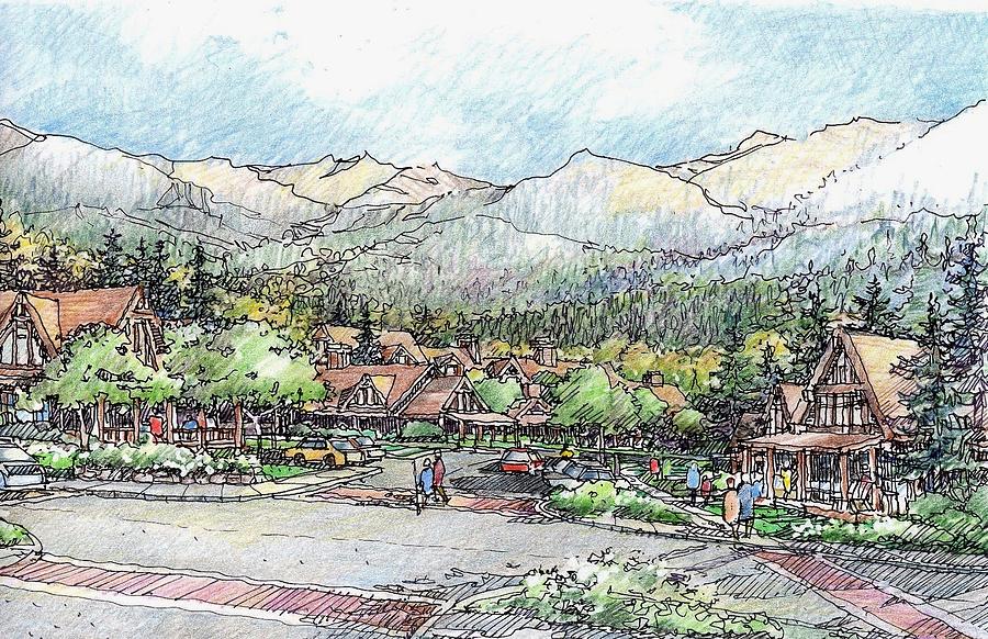 Mountain Resort 2 Drawing by Andrew Drozdowicz