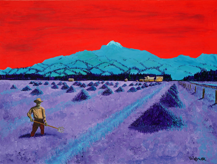 Mountain Valley Farmer Painting by Randall Weidner