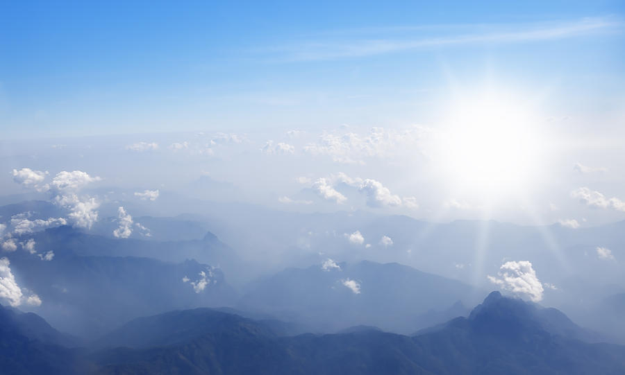 Nature Photograph - Mountain With Blue Sky And Clouds by Setsiri Silapasuwanchai