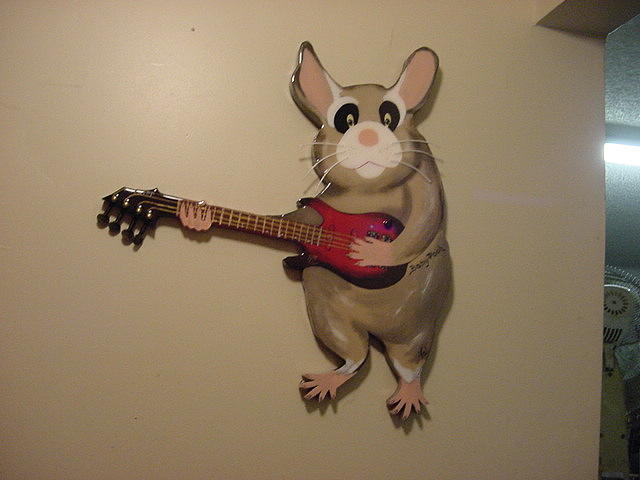 Mouse that Plays Guitar Mixed Media by Val Oconnor