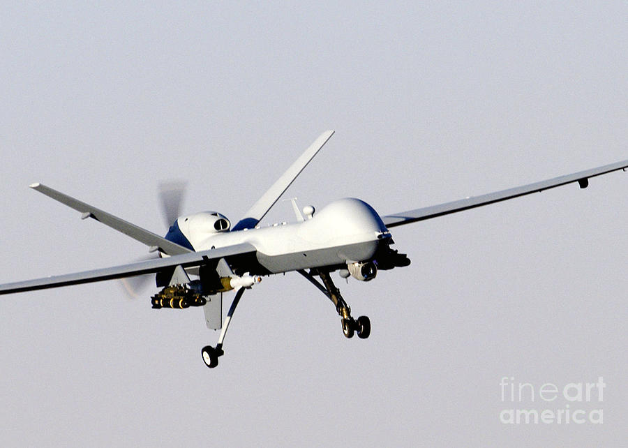 Mq-9 Reaper Prepares To Land Photograph by Photo Researchers