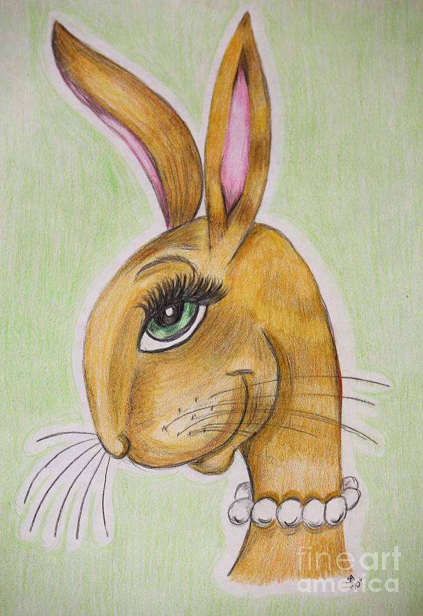 Rabbit Drawing - Mrs. Bunny by Sheri Simmons