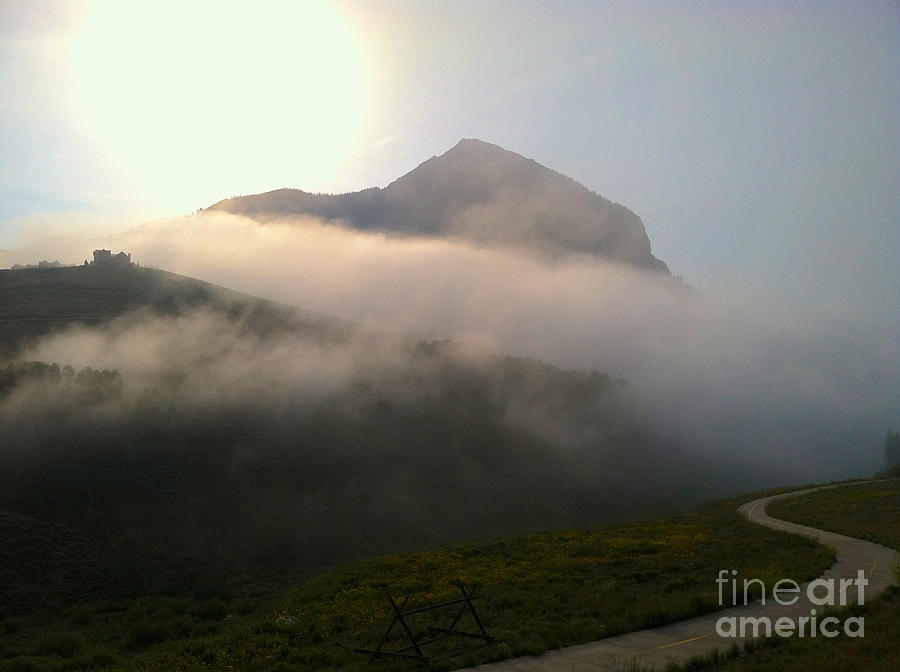 Mt. Crested Butte Morning Fog Painting by Kathryn Barry