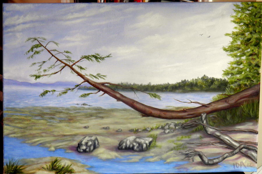 Mt Doug Beach Painting by Ida Eriksen