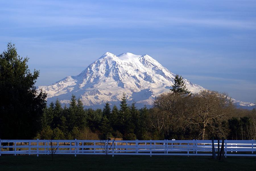 MT. Rainier Fenced In Photograph by Rob Green