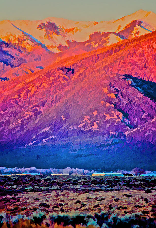 Sunset Digital Art - Mt Wheeler at sunset by Charles Muhle